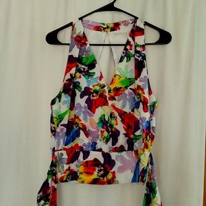 Rainbow floral tank